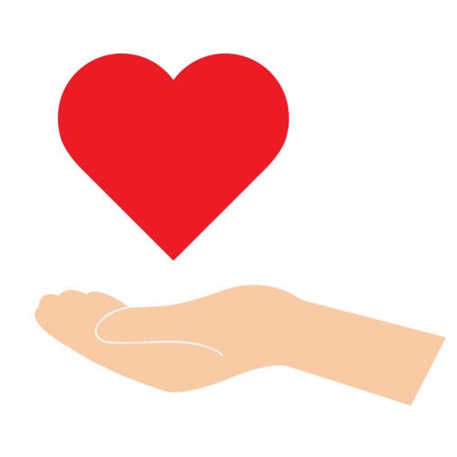 Hands holding a heart. Vector illustration Eps10 file. hand holding red heart and hands of children .Donate for Friend.